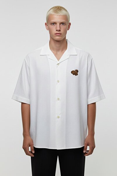 Sabri Özel Apaş Yakal Erkek Gömlek Ekru