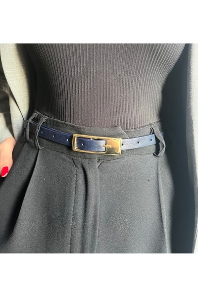 LİA KEMER Inner Patterned Women's Gold Buckle Belt Jacket Belt Dress Belt Trouser Belt