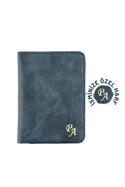 twingold İsme Özel Pasaport Kılıfı - %100 Rainbow Deri - AK02003 - Lacivert