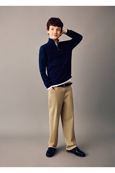 MANGO Kids Düz kesimli pamuklu jean pantolon