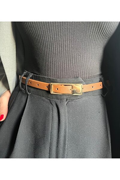 LİA KEMER Inner Patterned Women's Gold Buckle Belt Jacket Belt Dress Belt Tro...