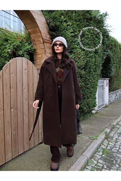 ESRAHELVACI معطف من مزيج الصوف باللون البني المر