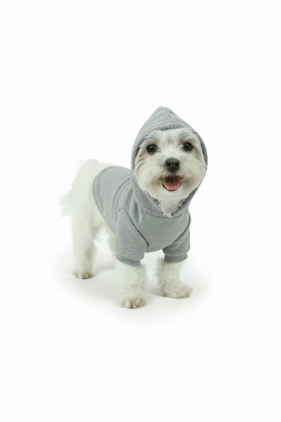 Yumuşak Tüylü Patiler ملابس القطط والكلاب هودي رمادي - للسلالات الصغيرة