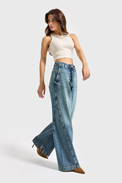 it's basic Γυναικείο T. Τζιν Χρώμα 4w5-31 Barrel Fit Loose Cut Εσωτερικό μέγεθος 83cm 100% Koton Denim Jean