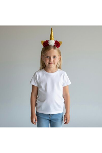 Soft and Baby Ružičasta cvetna jednorogova kruna sa zlatnim rogovima