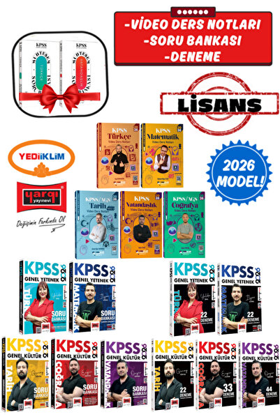Yediiklim Yayınları 2026 KPSS Türkçe+Matematik+Tarih+Coğrafya+Vatandaşlık Vid...