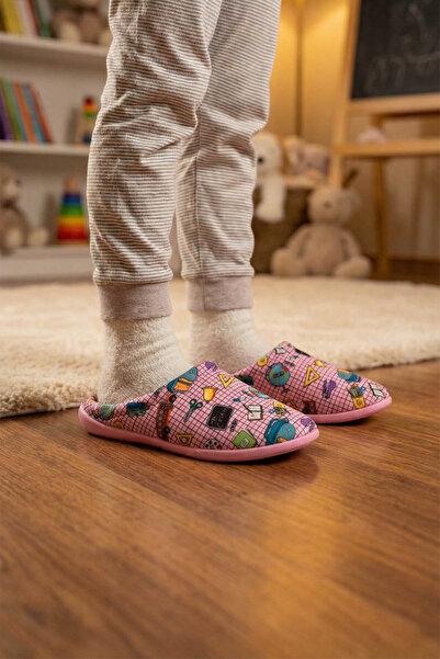 GEZER Kız Çocuk Kışlık Rahat Taban Ev Bahçe Gondol Terlik