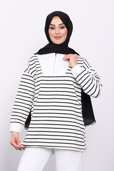 İmajButik Hanorac negru cu fermoar, cu guler negru, cu două fire