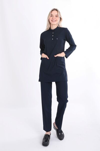 Uçak Medikal Lacivert Karya Tesettür Üniforma Takım