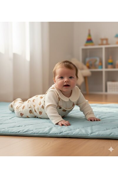 İlay Bebek Yaprak Desenli Kapitone Patikli Tulum