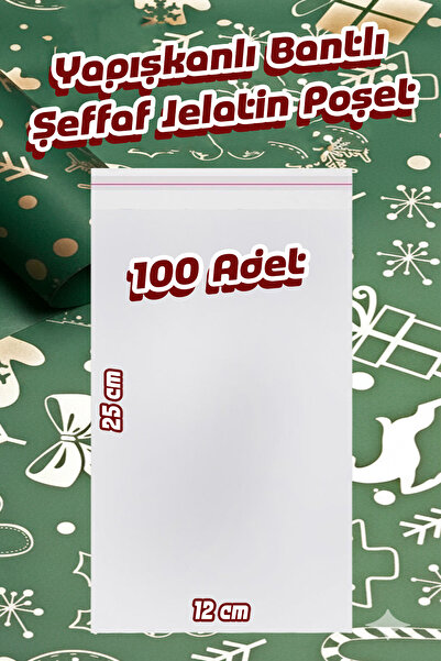 Ezupack 10X25cm Kurabiye Şeker Parti Baby Shower Doğum Hediyelik Kendinden Yapışkanlı Jelatin Bantlı Poşet