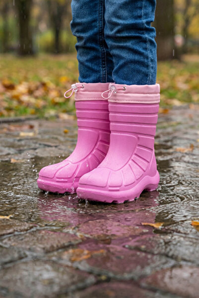 GEZER Kız Çocuk Kışlık Eva Boğazdan Lastikli Sessiz Taban Kar Bot Çizme