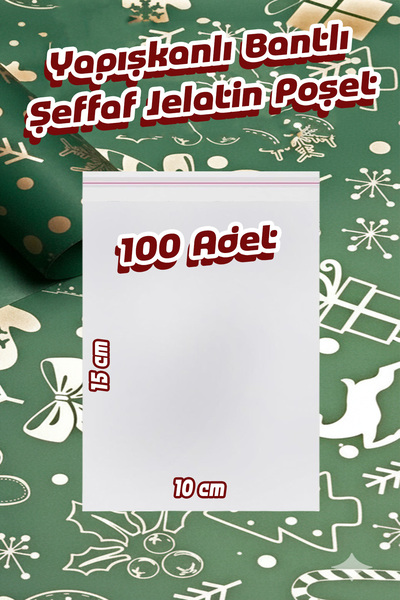 ASTOR AMBALAJ 100Ad. Kurabiye Şeker Parti Baby Shower Doğum Hediyelik Kendinden Yapışkanlı Jelatin Bantlı Poşet