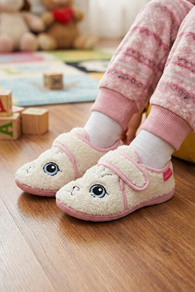 GEZER Kız Çocuk Kışlık Tek Cırt Cırtlı Ayarlanabilir Rahat Taban Ev, Bahçe, Okul, Kreş Panduf Ayakka