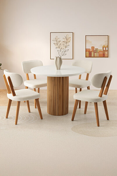 Sweet Home Masa Sandalye Yuvarlak Açılır Hilton Mdf Masa Ahşap Gürgen Masal S...