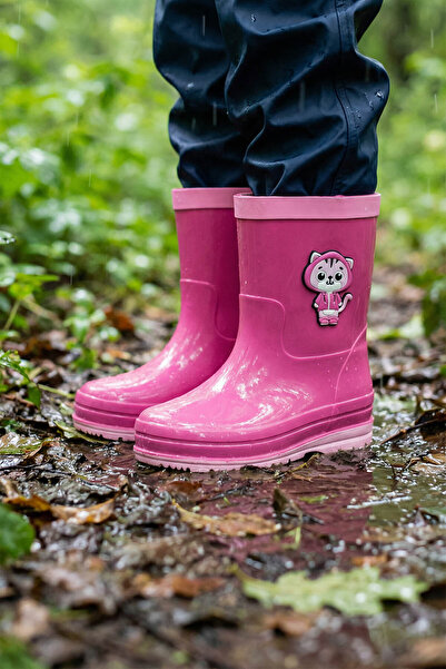 GEZER Kız Çocuk Kışlık İçinde Çıkarılabilir Ek Çoraplı Su Geçirmez Yağmur Bot Çizme