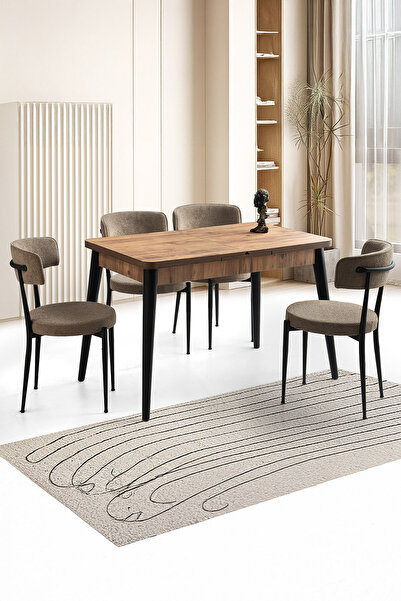 Sweet Home Masa Sandalye Kelebek Milano Mdf Açılır Masa 4 Adet Gözde Sandalye...