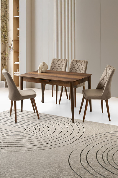 Sweet Home Masa Sandalye Milano Mdf Ortadan Açılır Masa 4 Adet Nova Sandalye ...