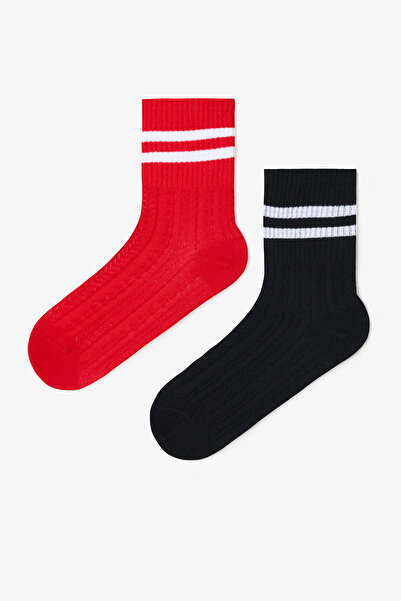 Penti 2 чифта памучни чорапи за колежански тенис с шарка
