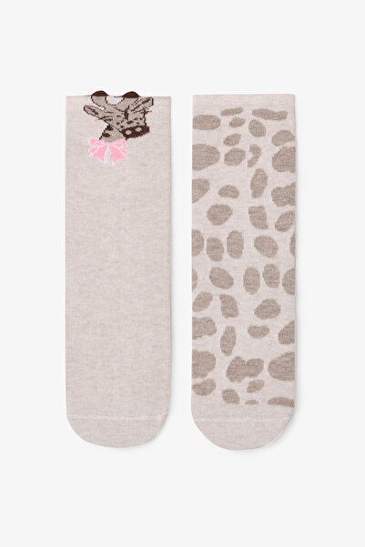 Penti 2 Çift Pamuklu Zürafa Desenli Soket Çorap