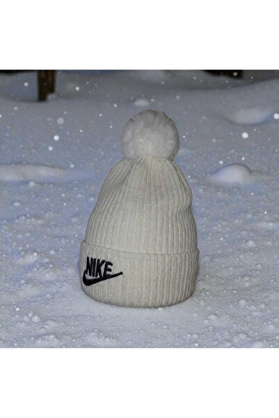 Nike Caciula striata din amestec de lana, Unisex, One Size, Alb