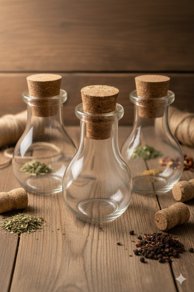 Juniberry 3 Adet Çok Amaçlı Boş 50 Cc Şeffaf Cam Küçük Iksir Şişesi Mantar Tı...