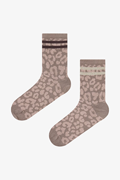 Penti Leopard Shiny Stripe Beige 2-teilige Socken