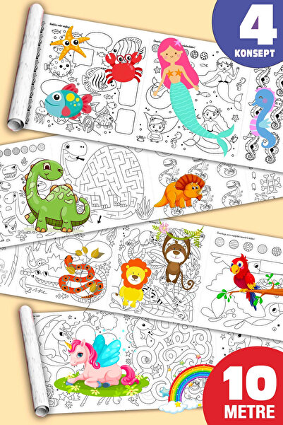 Genel Markalar Çiz, Boya, Kes - Dev Boyama Kağıdı - 4 Konsept Boyama Rulosu B...