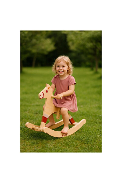 MARSFACTORY حصان متأرجح صوتي من الخشب الطبيعي