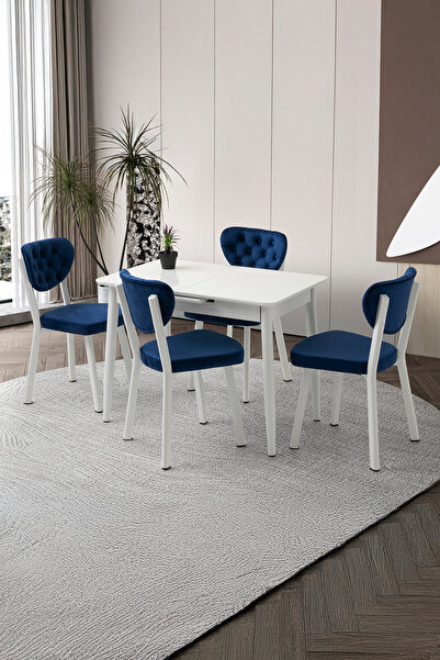 Sweet Home Masa Sandalye Açılır 60x100 Cm Mini Silva Beyaz Masa  4 Adet Simge...