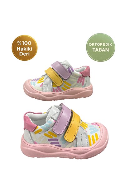 NİNO BEBE Nino Genuine Leather Orthopedic Sole First Step Baby Girl Shoes