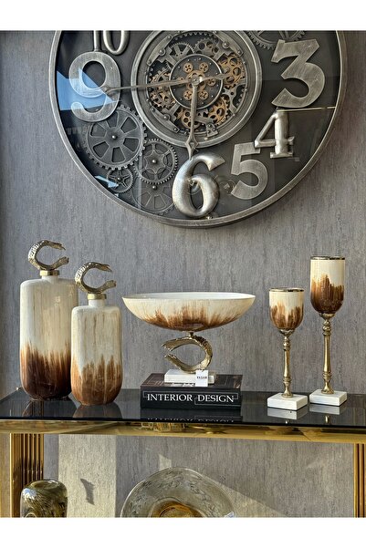 YASAR CONCEPT طقم غرفة معيشة من زجاج الموكا 5 قطع