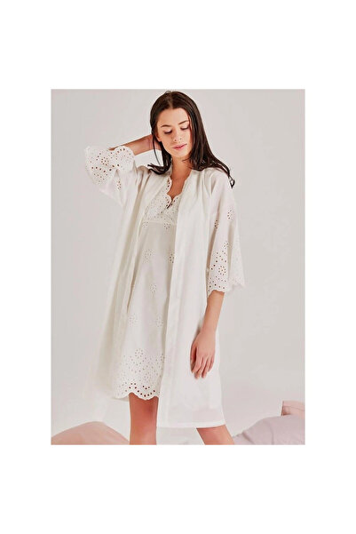 Magic Form 46108 Μονό Φόρεμα Εκρού - Μοτίβο Κεντήματος