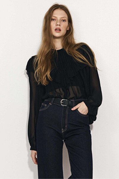 H&M Frill-trimmed chiffon blouse