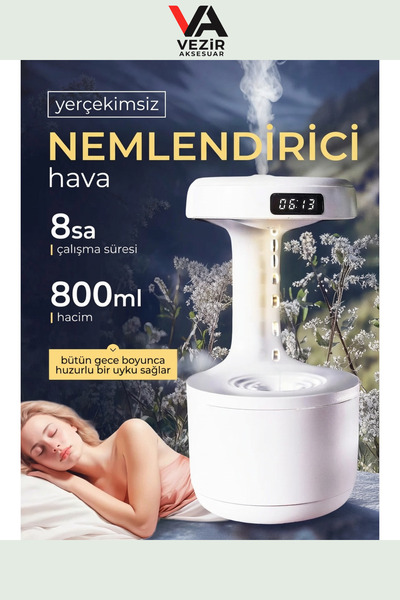 BLACKBIRD Antigravity Hava Nemlendirici | 600ml | Dijital Saatli | Şık ve Sessiz Tasarım
