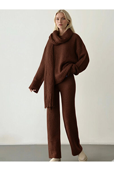 MADAMMERY Set de tricotaje triplu Buklet cu eșarfă moale Panton