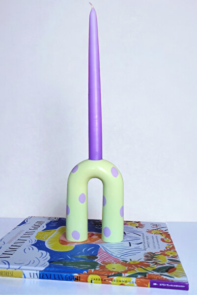 ARİENEL Dekoratif Mumluk Ve Şamdan | Puantiye | Pastel Shades | Unique