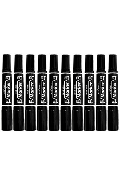 Choice أقلام تحديد دائمة ملونة برأسين، لون أسود، 10 قطع، طرف مزدوج، رأس رفيع،...