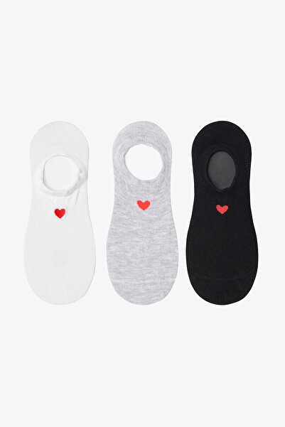 Penti 3 Pairs of Cotton Heart Patterned Sneaker Socks
