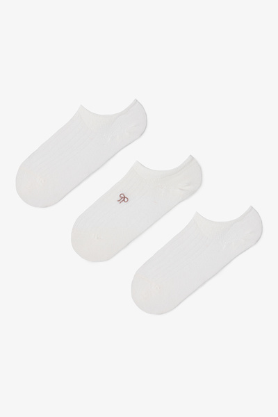 Penti 3 Çift Pamuklu Fiyonk Nakışlı Sneaker Çorap