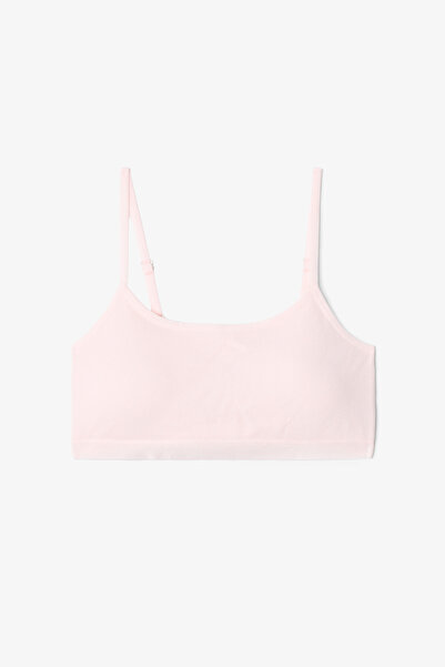 Penti Açık Pembe Kız Çocuk Pedli Ayarlanabilir Askılı Crop Büstiyer