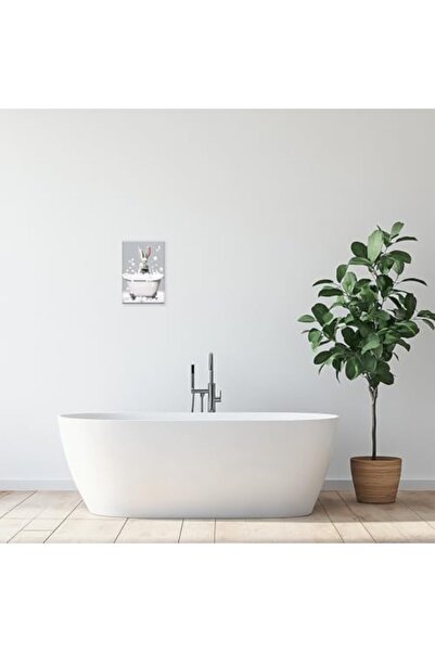 ALAYRA International ALAYRA Cute Rabbit Bathroom Canvas Art, Rabbit in Bathtu...