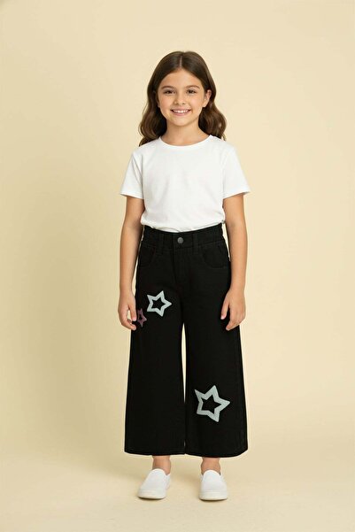 Fulla Moda Copilă cu talie elastică cu broderie de stele pantaloni palazzo
