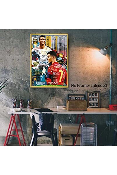 ALAYRA International ملصق ألايرا CR7 كريستيانو رونالدو، لوحة فنية تحفيزية لنج...