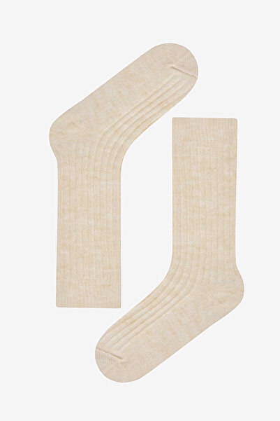 Penti Vertical Rib Bej Soket Çorap