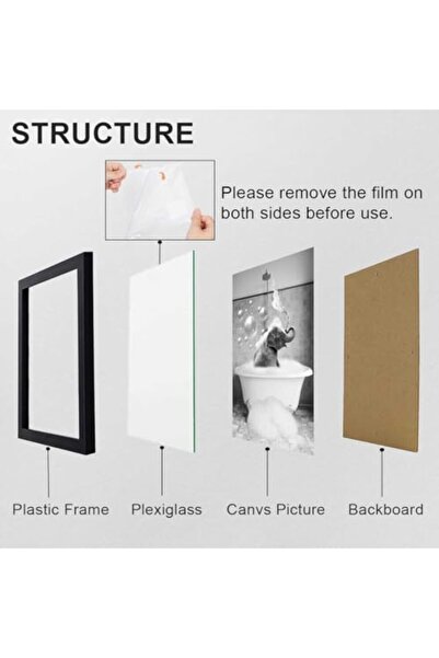 ALAYRA International لوحة قماشية مؤطرة لفيل أبيض وأسود في حوض الاستحمام من AL...