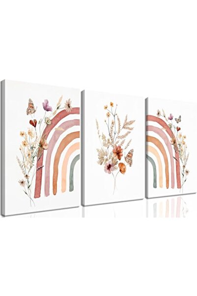 ALAYRA International ALAYRA Rainbow Wildflower Girls Kids Wrap Framed Wall Ar...