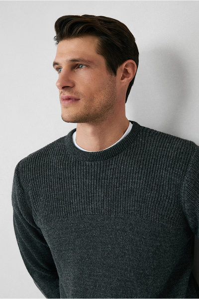 Kiğılı Bisiklet Yaka Regular Fit Desenli Triko Kazak