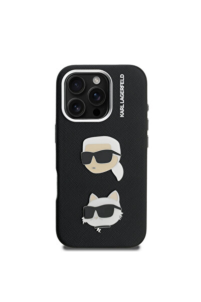 Karl Lagerfeld iPhone 16 Pro Max Kılıf Orjinal Lisanslı K&C Heads Pin Kapak