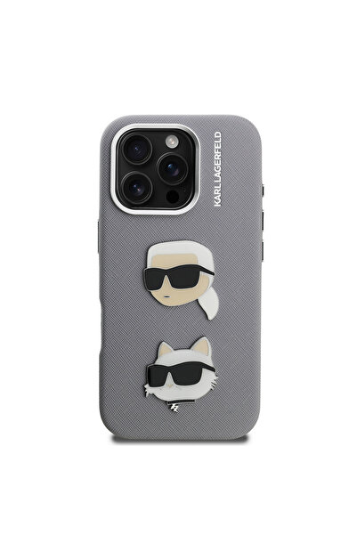 Karl Lagerfeld iPhone 16 Pro Max Kılıf Orjinal Lisanslı K&C Heads Pin Kapak